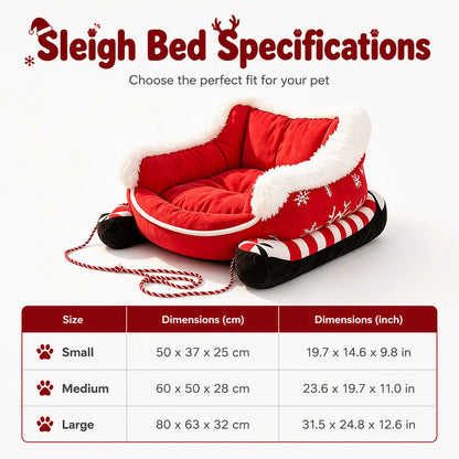 49% OFF !! Christmas Sleigh Pet Bed with Removable Cushion