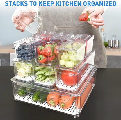 Stackable Fridge Organizer Set of 10 - FridgeMaster