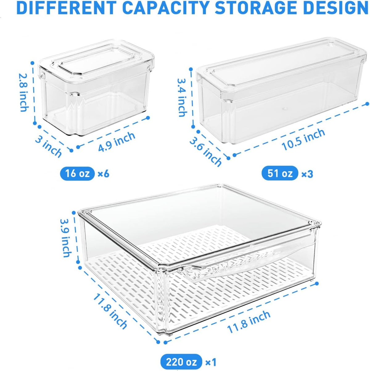 Stackable Fridge Organizer Set of 10 - FridgeMaster