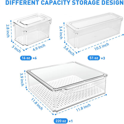 Stackable Fridge Organizer Set of 10 - FridgeMaster