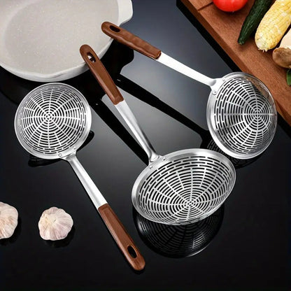 Steel Skimmer Spoon with Wooden Handle