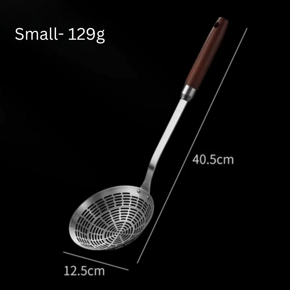 Steel Skimmer Spoon with Wooden Handle