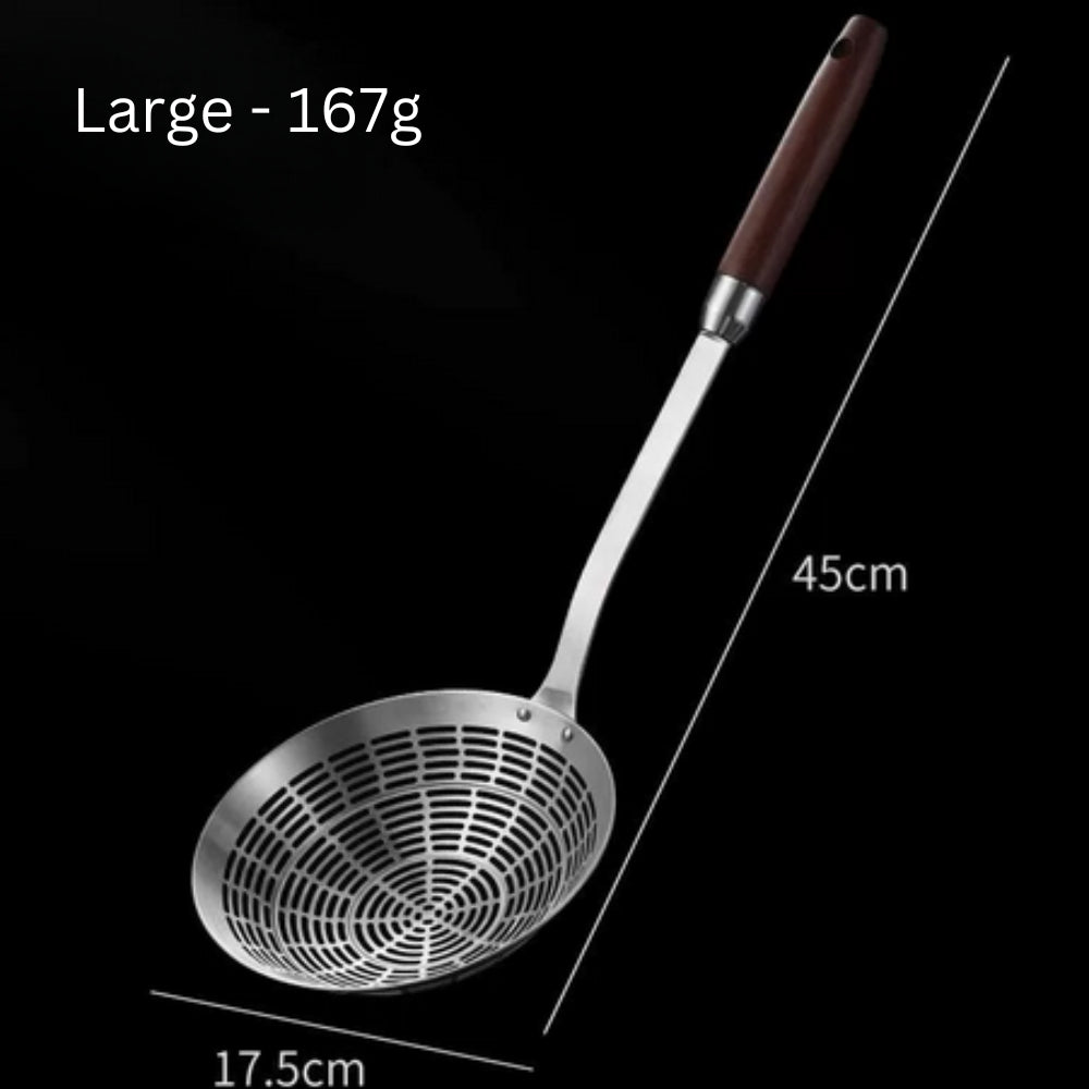 Steel Skimmer Spoon with Wooden Handle