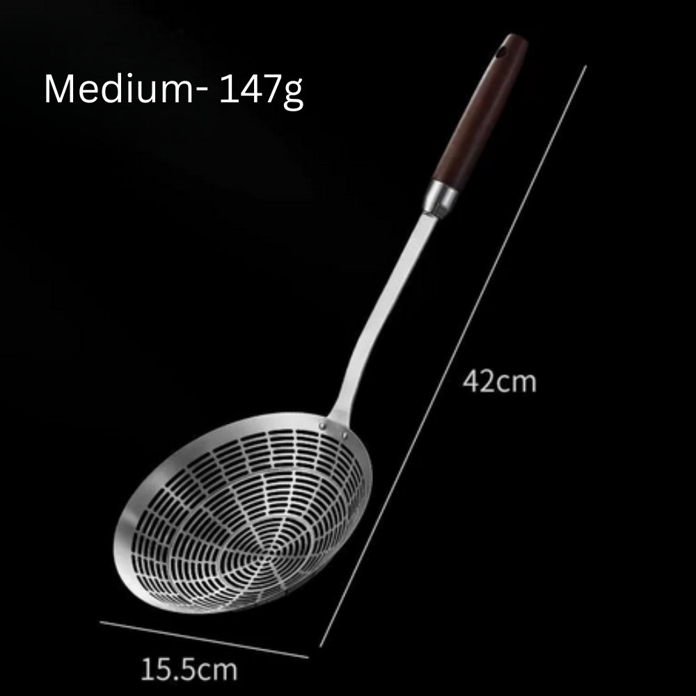 Steel Skimmer Spoon with Wooden Handle