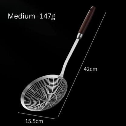 Steel Skimmer Spoon with Wooden Handle