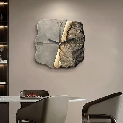 STONEAURA – Modern Sandstone Wall Clock with 3D Relief & Silent Quartz Technology