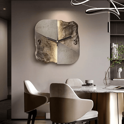 STONEAURA – Modern Sandstone Wall Clock with 3D Relief & Silent Quartz Technology