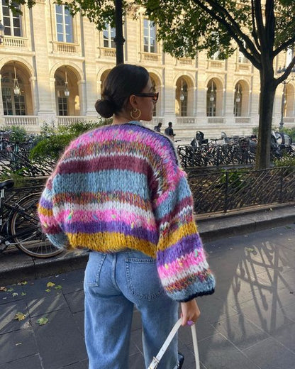 Striped Zip-Up Cardigan