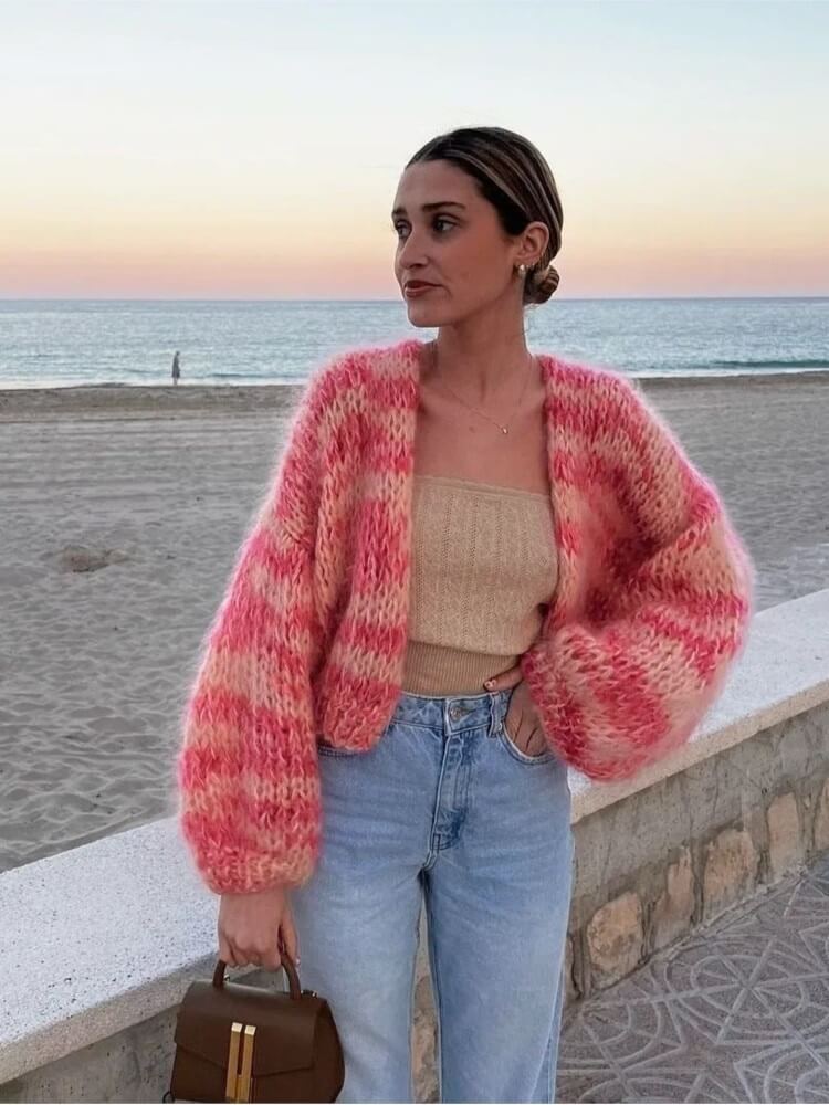 Striped Zip-Up Cardigan
