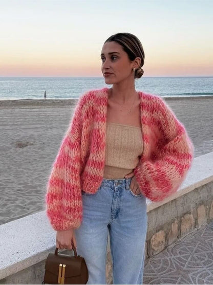 Striped Zip-Up Cardigan
