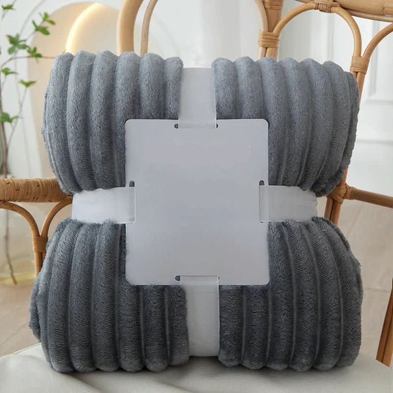 Wide Striped Fleece Blanket