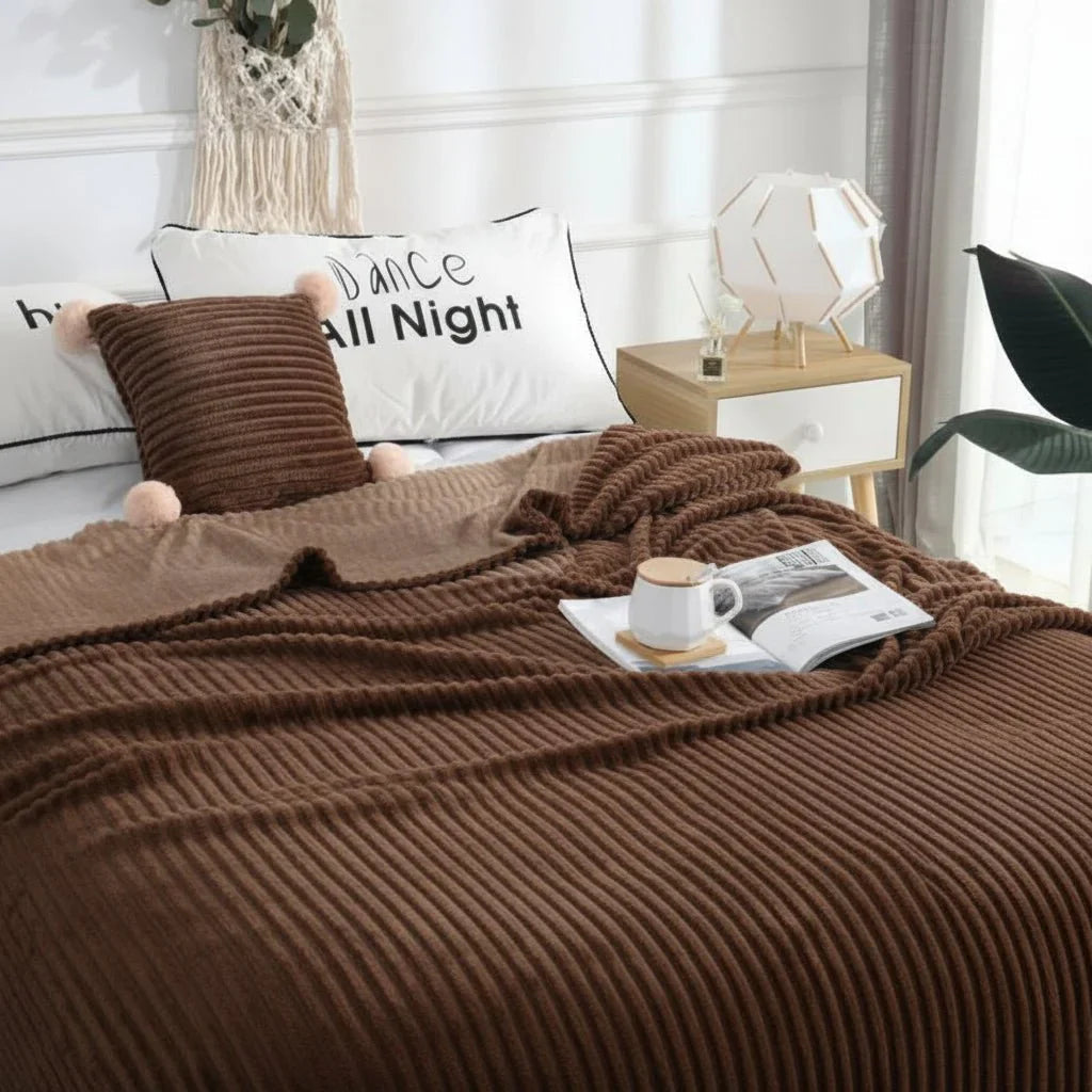 Wide Striped Fleece Blanket
