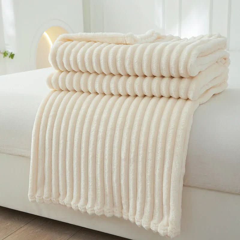 Wide Striped Fleece Blanket