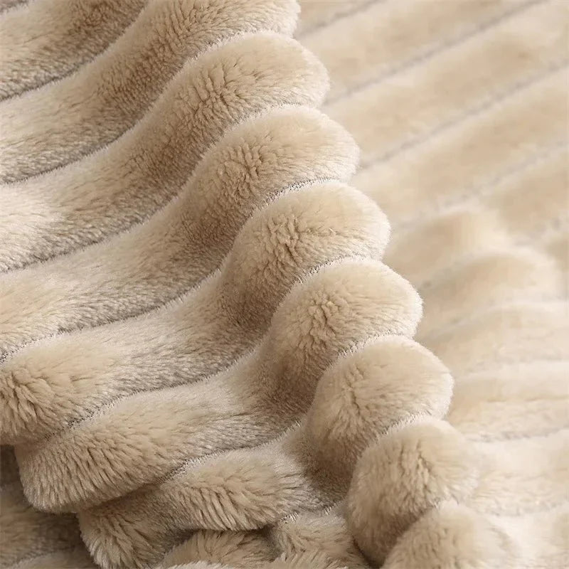 Wide Striped Fleece Blanket