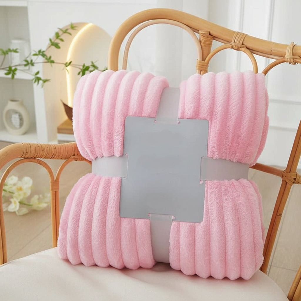 Wide Striped Fleece Blanket