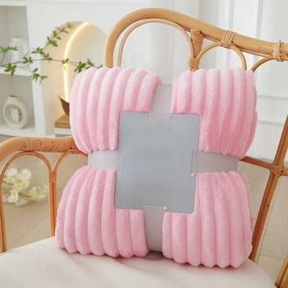 Wide Striped Fleece Blanket