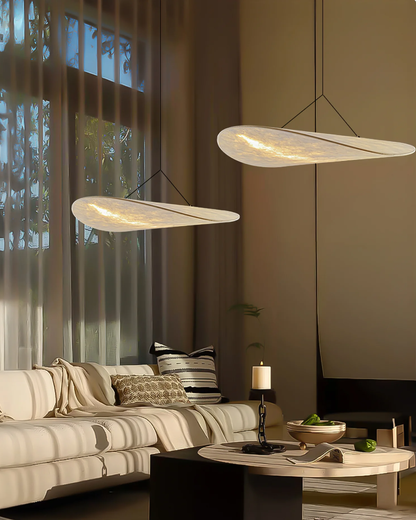 Japandi Style Ribbon Pendant Light with Eclipse Illumination