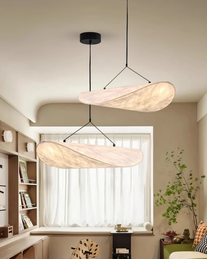 Japandi Style Ribbon Pendant Light with Eclipse Illumination