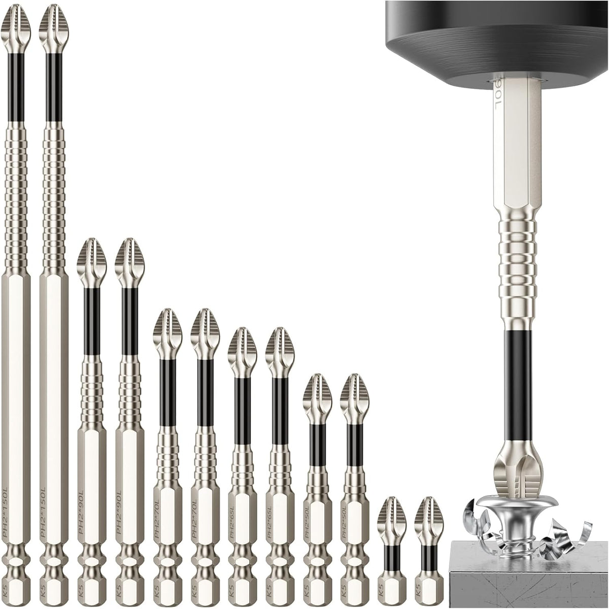 12-Piece Magnetic Impact Screwdriver Bit Set