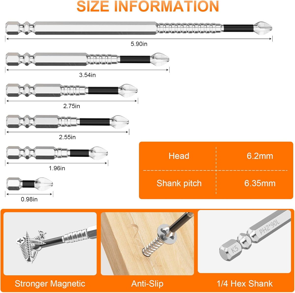 12-Piece Magnetic Impact Screwdriver Bit Set