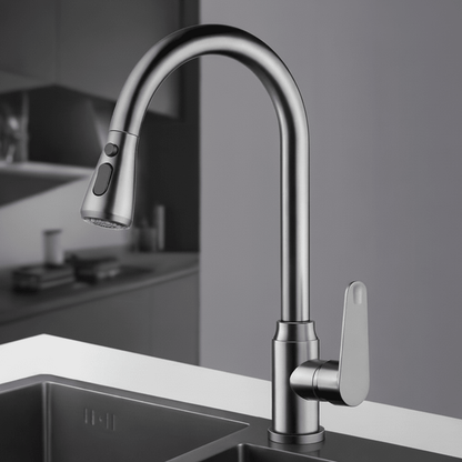 SWIVELUX – Elegant kitchen faucet with pull-out function and 360° rotation