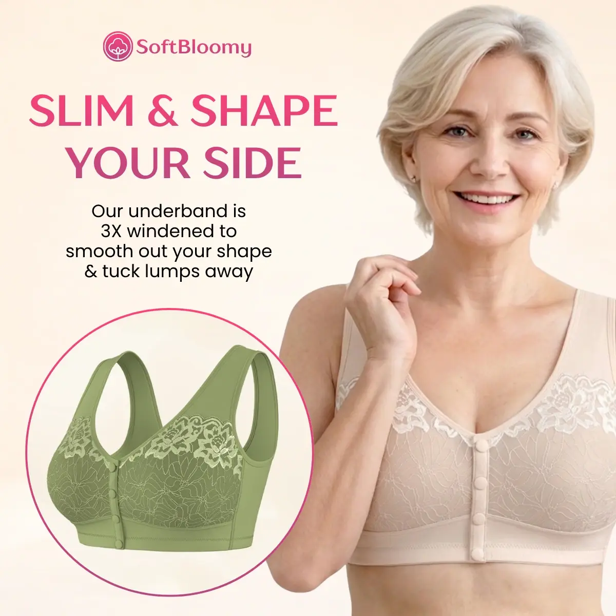 Soft Bloomy - Front-Closure Cotton Shaping Bra for Seniors