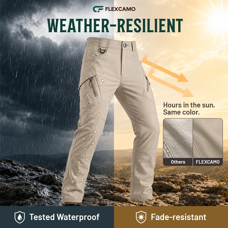 FlexCamo - Men's 9-Pocket Straight-Fit Tactical Waterproof Pants