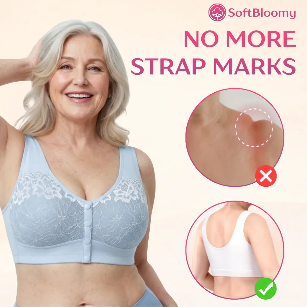 Soft Bloomy - Front-Closure Cotton Shaping Bra for Seniors