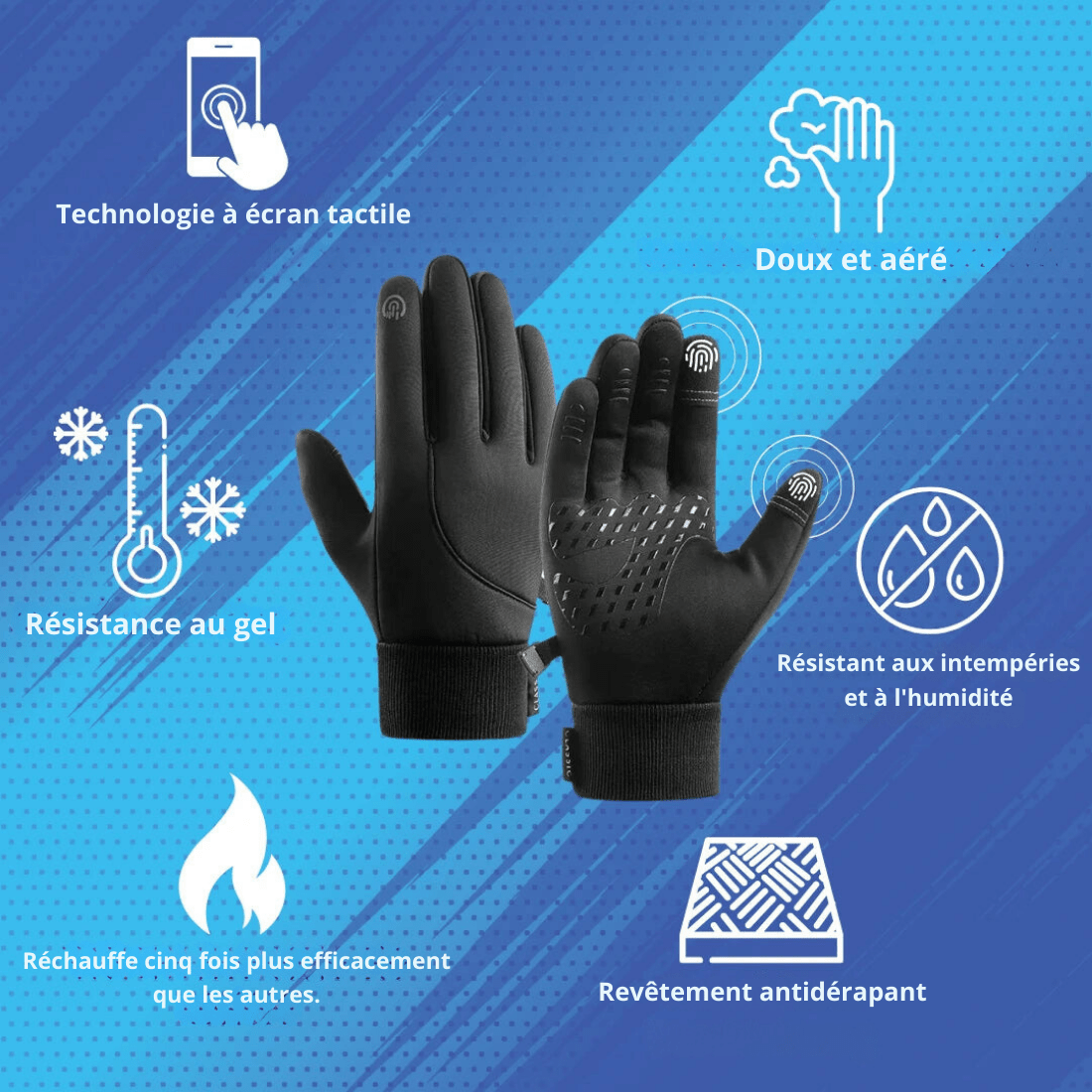 Heated Winter Gloves - Touchscreen, Waterproof, Breathable