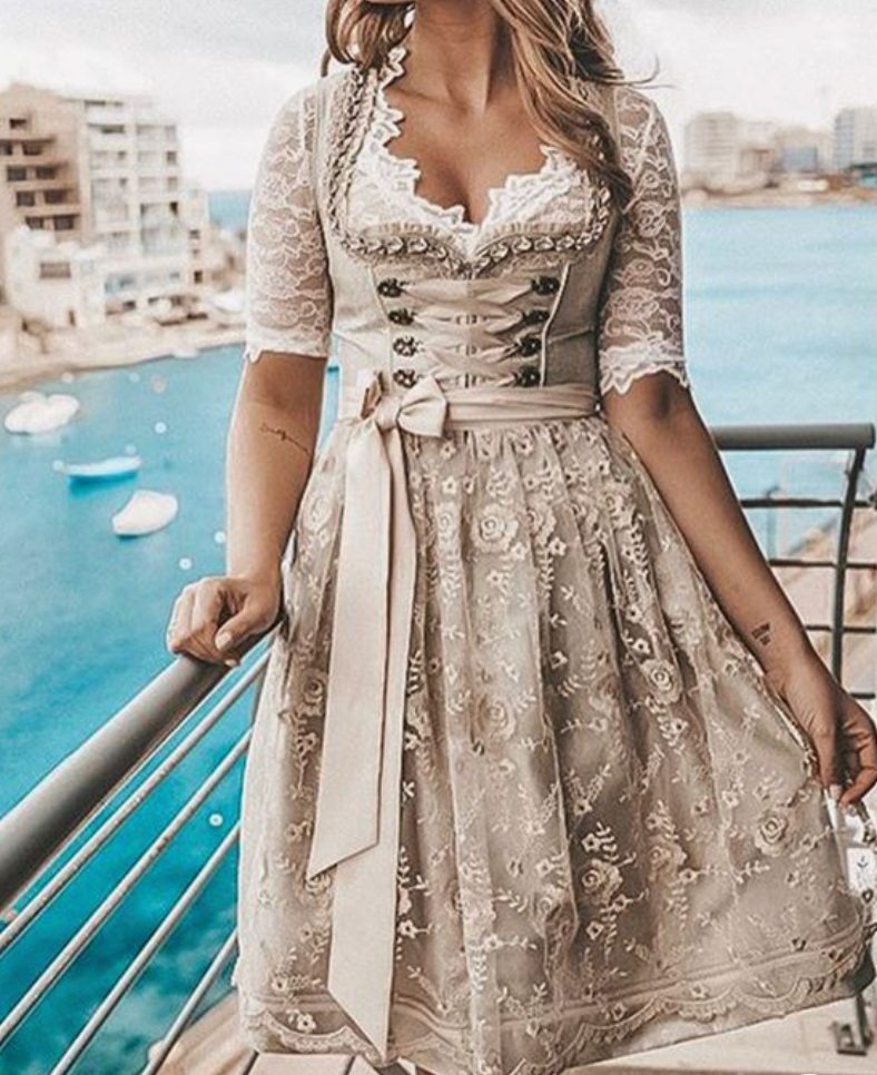 Traditional Jacquard Dirndl Dress