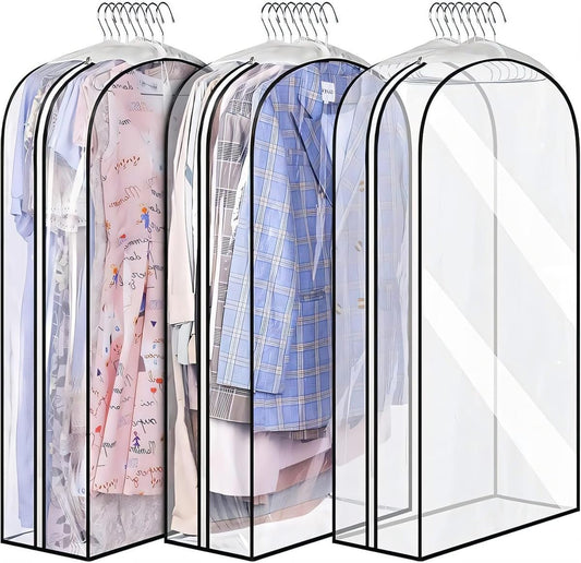 Transparent Garment Covers with Inserts – 6-Pack Side Zipper Storage Covers
