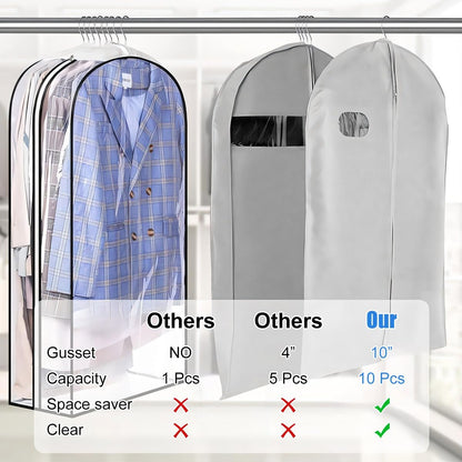 Transparent Garment Covers with Inserts – 6-Pack Side Zipper Storage Covers