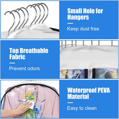 Transparent Garment Covers with Inserts – 6-Pack Side Zipper Storage Covers