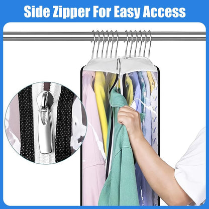 Transparent Garment Covers with Inserts – 6-Pack Side Zipper Storage Covers