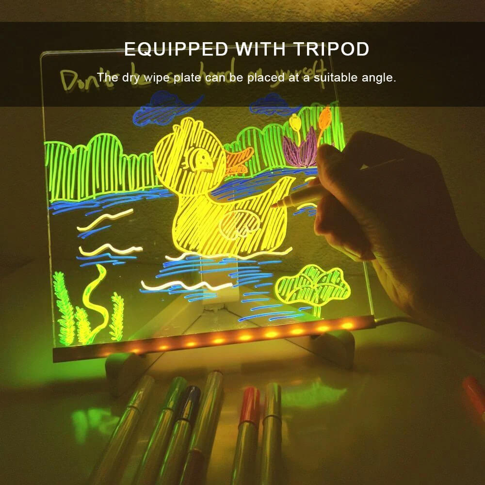 Illuminated Acrylic Message Board - 7 Color Pens Included