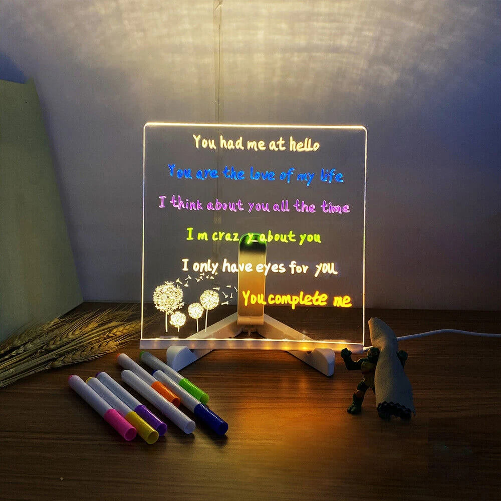 Illuminated Acrylic Message Board - 7 Color Pens Included