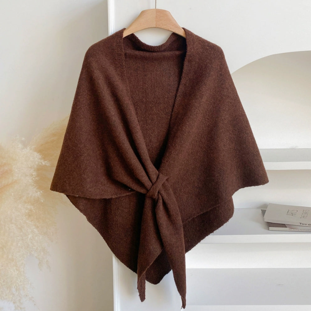 Womens Triangle Knit Poncho Wrap