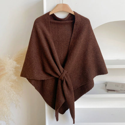 Womens Triangle Knit Poncho Wrap