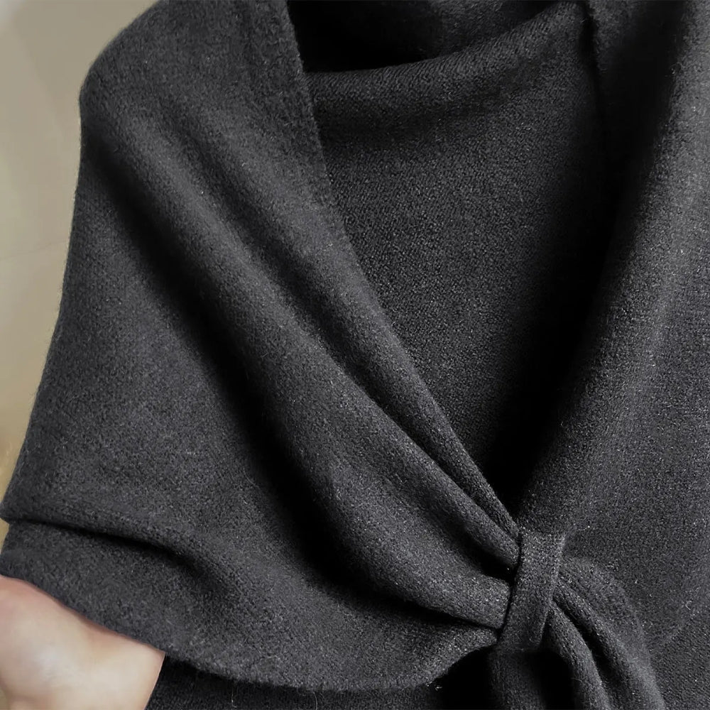 Womens Triangle Knit Poncho Wrap