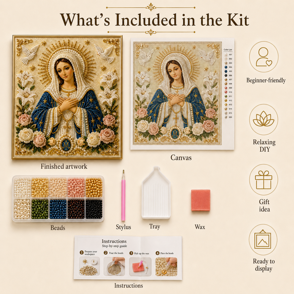 Icon of the Virgin Mary with the Divine Pearl – A Peaceful, Reliable DIY Gift