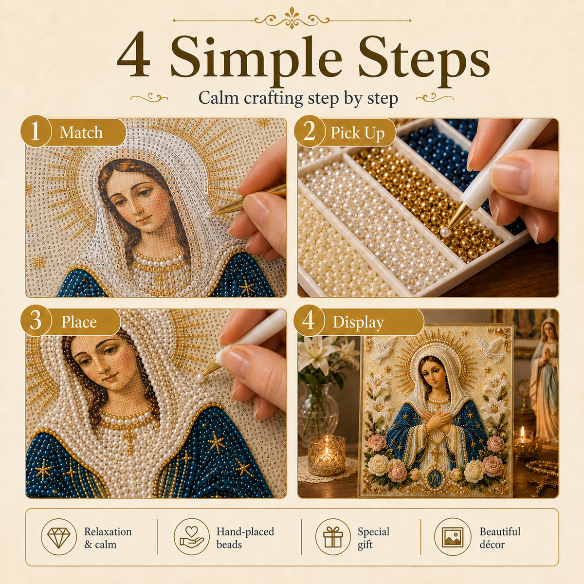 Icon of the Virgin Mary with the Divine Pearl – A Peaceful, Reliable DIY Gift