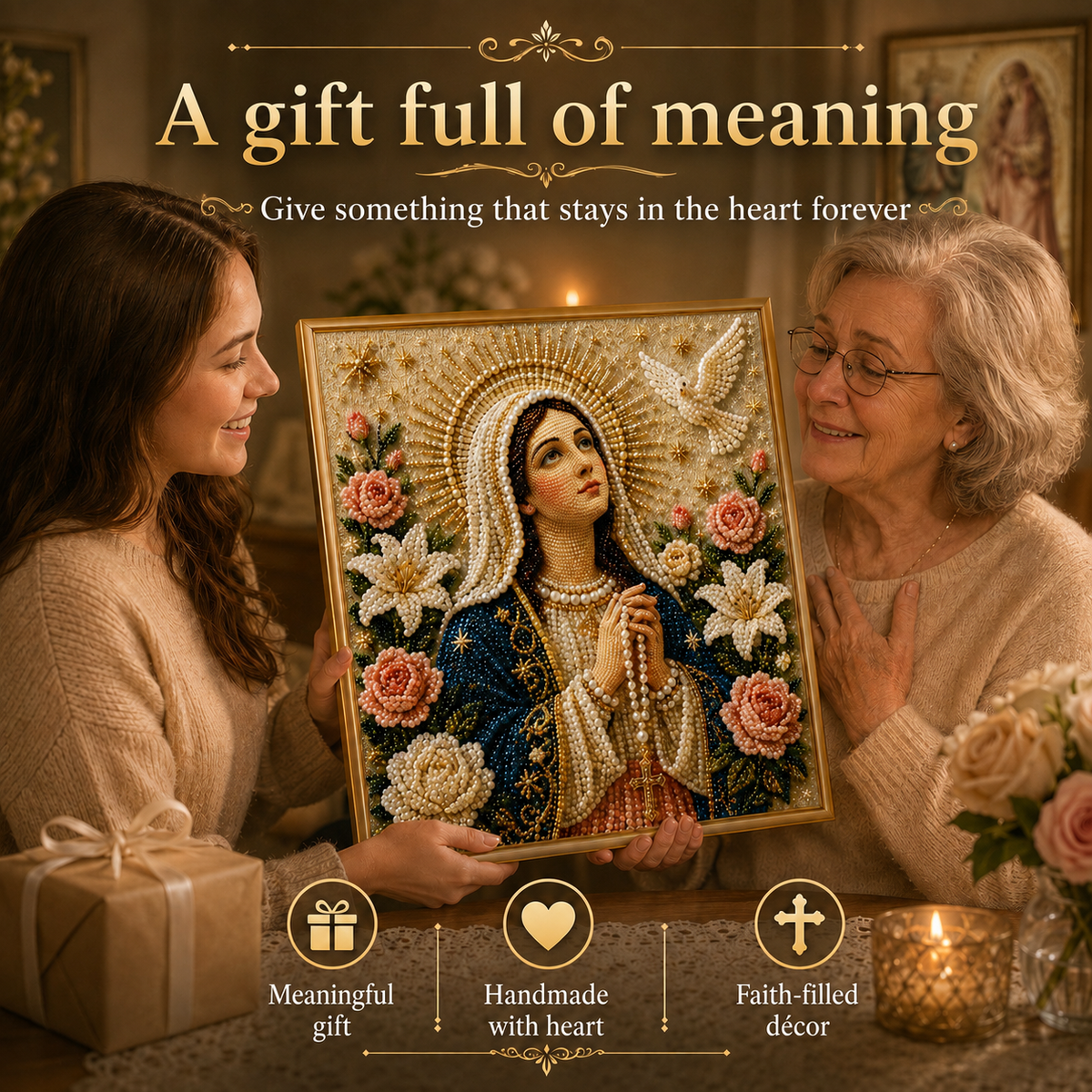 Icon of the Virgin Mary with the Divine Pearl – A Peaceful, Reliable DIY Gift