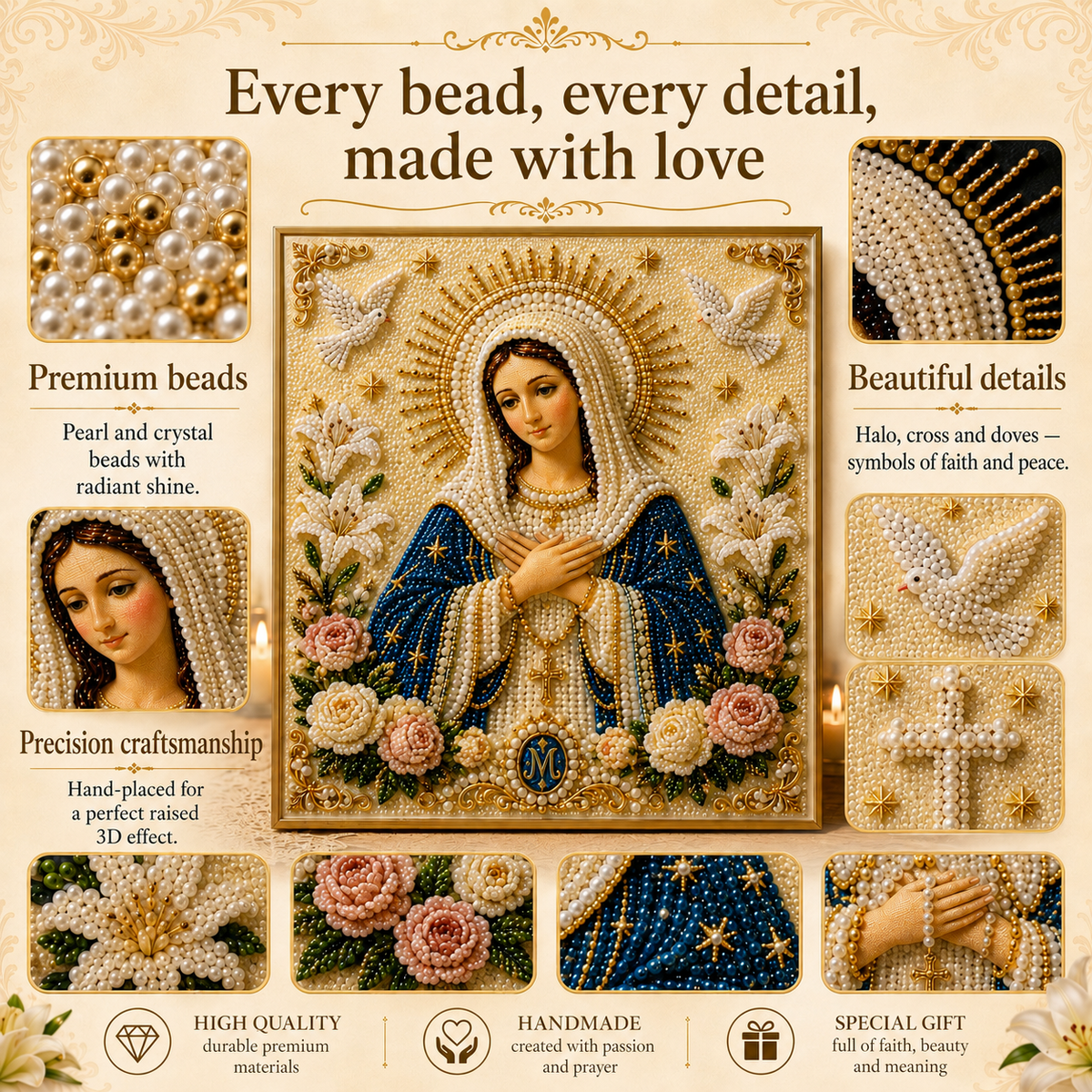 Icon of the Virgin Mary with the Divine Pearl – A Peaceful, Reliable DIY Gift