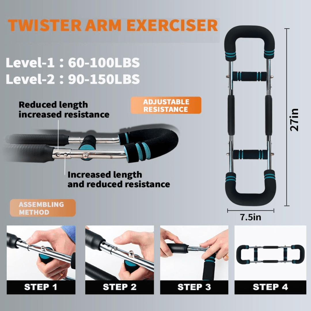 TWISTERFLEX – Adjustable Hand Grip Bar for Arm & Chest