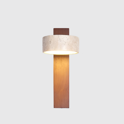 Ivory Travertine & Wood Rotatable Wall Light