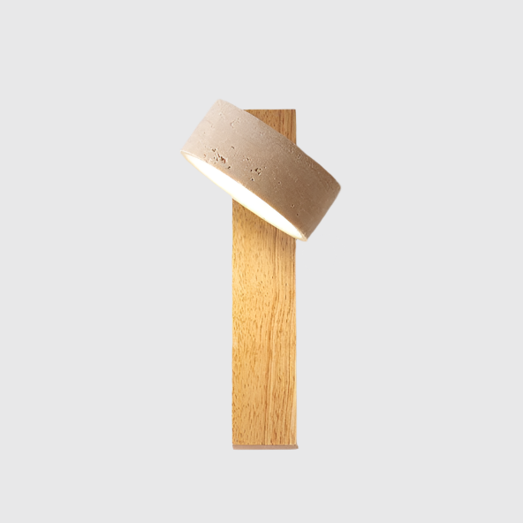 Ivory Travertine & Wood Rotatable Wall Light