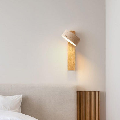 Ivory Travertine & Wood Rotatable Wall Light