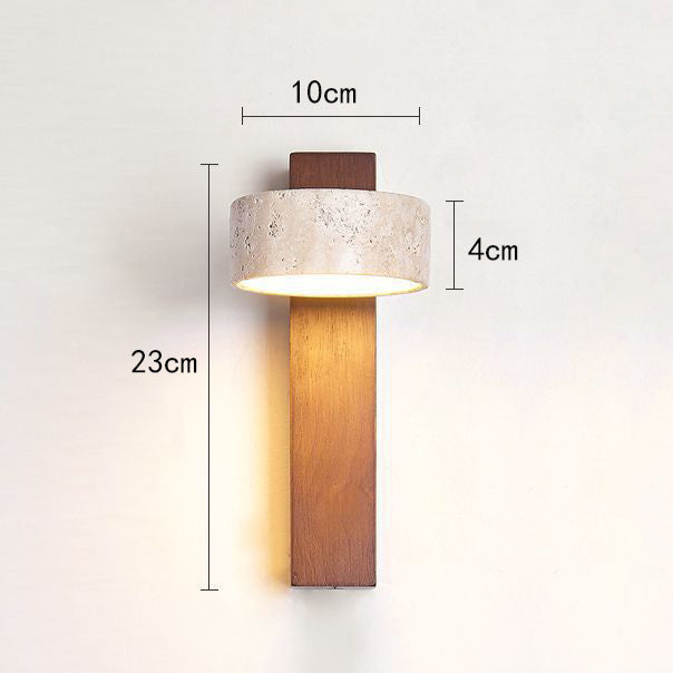 Ivory Travertine & Wood Rotatable Wall Light