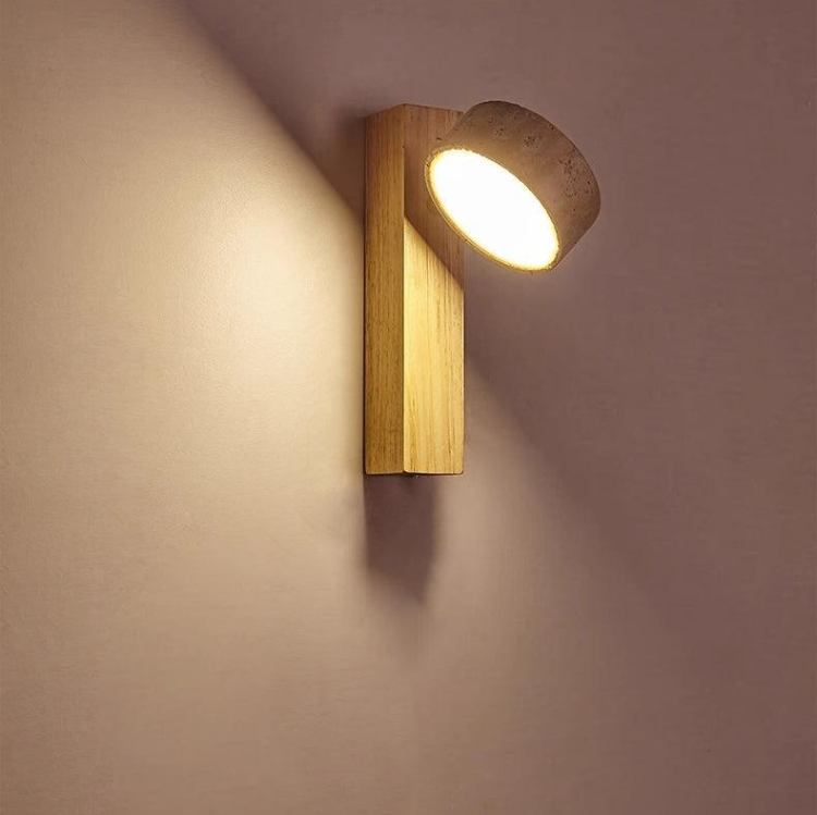 Ivory Travertine & Wood Rotatable Wall Light