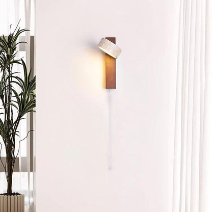 Ivory Travertine & Wood Rotatable Wall Light